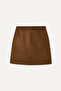 Women's Brown Mini Skirt with Pocket Detail - 7