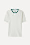 Men's Off-White Ribbed Loose Fit Crew Neck T-Shirt - 4