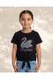 Girls Black Printed T-Shirt