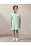 Girls Green Lace Neck Sleeveless Dress - 2
