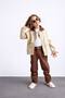 Boy's Beige Jacket and Brown Trousers Combination Set Stylish 3-Piece Set - 4