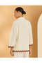 Women Ivory Button Front Embellished Shirt - 3