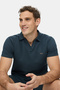 Felipe Navy Blue Polo Collar Crinkle Lightweight Fabric Metal Logo Standard Fit Men's Tshirt - 3