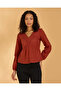 Women Burgundy Lace Embellished Blouse