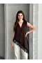 Women's Lace Pack Asymmetrical Cut Stylish Vest Blouse - Brown - 4