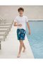 Senior Boys Blue Leaf Printed Swim Short - 5