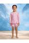 Girls Pale Pink Strawberry Print Swim Shortie Set