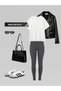 Rib Knit Knitted Corded Fabric High Waist Shaping / Sculpting Anthracite Smoked Leggings No Show Matte Fabric - 7
