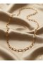 3S Gold Color Steel Paperclip Paperclip Chain Necklace - 2