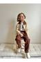 Boy's Beige Jacket and Brown Trousers Combination Set Stylish 3-Piece Set - 3