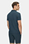 Felipe Navy Blue Polo Collar Crinkle Lightweight Fabric Metal Logo Standard Fit Men's Tshirt - 5