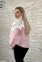 Penora Lace Imported Short Pink Shirt with Guipure Detail and Stone Buttons - 2
