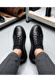 02026 Black Men's Inner-Toothed Genuine Leather Daily Elastic Lightweight Comfortable Sole Shoes - 3