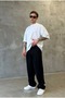 Black Premium Pleated Fabric Baggy Pants - 2