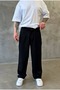 Black Premium Pleated Fabric Baggy Pants - 5