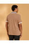 Men Beige Jacquard Collar Polo T-Shirt - 3