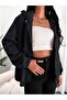 Women's Black Hooded Lined Lace Detailed Water-Repellent Fabric Trench