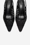 Alveron Black Satin Mesh Detailed Women's Block Heeled Shoes - 2