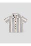 Popees Baby Boys Striped Short Sleeve Cotton Shirt| Grey & Beige| 9 Months to 4 Years - 2