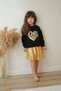Girls' Sparkling Party Costume - Gold Sequin Skirt and Heart Detail Set - 3