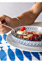 وعاء سيراميك مزجج MKPBOWLS43 باللون الأزرق المتوسطي منقوش - 7