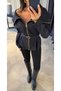 Women's Dark Navy Blue Waist Length Tie-Detail Zipper Denim Jacket - Wide Collar Jacquard Jacket - 3