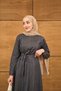 Women's Stitching Detail Waist Tie-Detail Slim Denim Dress Anthracite - 2