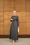 Women's Stitching Detail Waist Tie-Detail Slim Denim Dress Anthracite - 6