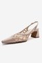 Alveron Beige Satin Mesh Detailed Women's Block Heeled Shoes - 6