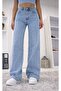 Karyıkama Casual Blue Snow Stretch Fabric Pallazo Women's Trousers - 4
