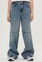 Unisex Blue Wide Leg Seam Detail Jean Loose Cut Bottom Wear Denim Trousers