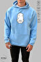 Unisex Hoodie Long Sleeve Pisces Balık Printed Hooded Brushed Inside Oversized 100% Cotton Combed Cotton Sweatshirt - 4
