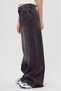 Unisex Dark Gray Wide Leg Seam Detail Jean Loose Cut Bottom Wear Denim Trousers - 5