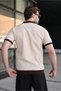 Stone Color Polo Collar Knitwear Men's T-Shirt E7464 - 4