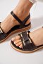 Desrat front strip stone Buckled women Sandals brown skin - 5