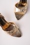 Livya Gold Ankle-Tie Stone Buckle Detail Women's Wedding Party Heeled Evening Dress Shoes - 3