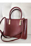 Women's Burgundy Handbag Shoulder Bag - Soft Faux Leather , Three Compartments, Adjustable Strap Pieces, Stylish Model - 6