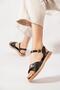 Kulen Yan Open U Buckled Women's Sandals Black Skin - 3