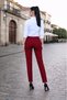 Carrot Burgundy Trousers Women's Crepe Fabric Original Cut with Pockets Narrow Leg Pleated High Waist Lycra Ankle Length - 2