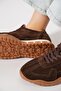Naredert Parçalı Genuine Leather Women's Sports Shoes Brown Suede - 4