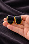 Black Bombeli Gold Framed Modern Women's Earrings - 4