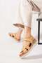 Redas side window Genuine Leather Orthopedic women Sandals beige skin