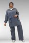 67015 Large Size Pockets D Buckle Detail Muslin Trousers Set - Anthracite - 6