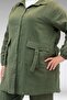67015 Large Size Pockets D Buckle Detail Muslin Trousers Set - Khaki - 2