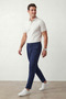 Men's Navy Blue Non-Marking J Jogger Pants Style B Ankle-Length D Woven Trousers with Back Pockets - 5