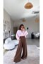 Brown Ultra Wide Leg Tencel Trousers