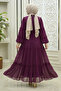 Chiffon Ruffled Dress - Plum - 3
