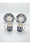 Classic Seljuk Chinese Pattern 2 Person Coffee Cup Set Porcelain 4 Pieces - 3