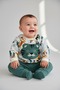 Baby Boy Animal Patterned Embroidered Detail Top and Bottom Set