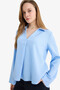 Relax Fit Shirt Collar Seersucker Textured Long Sleeve Blouse G9141Ax26Sp - 3